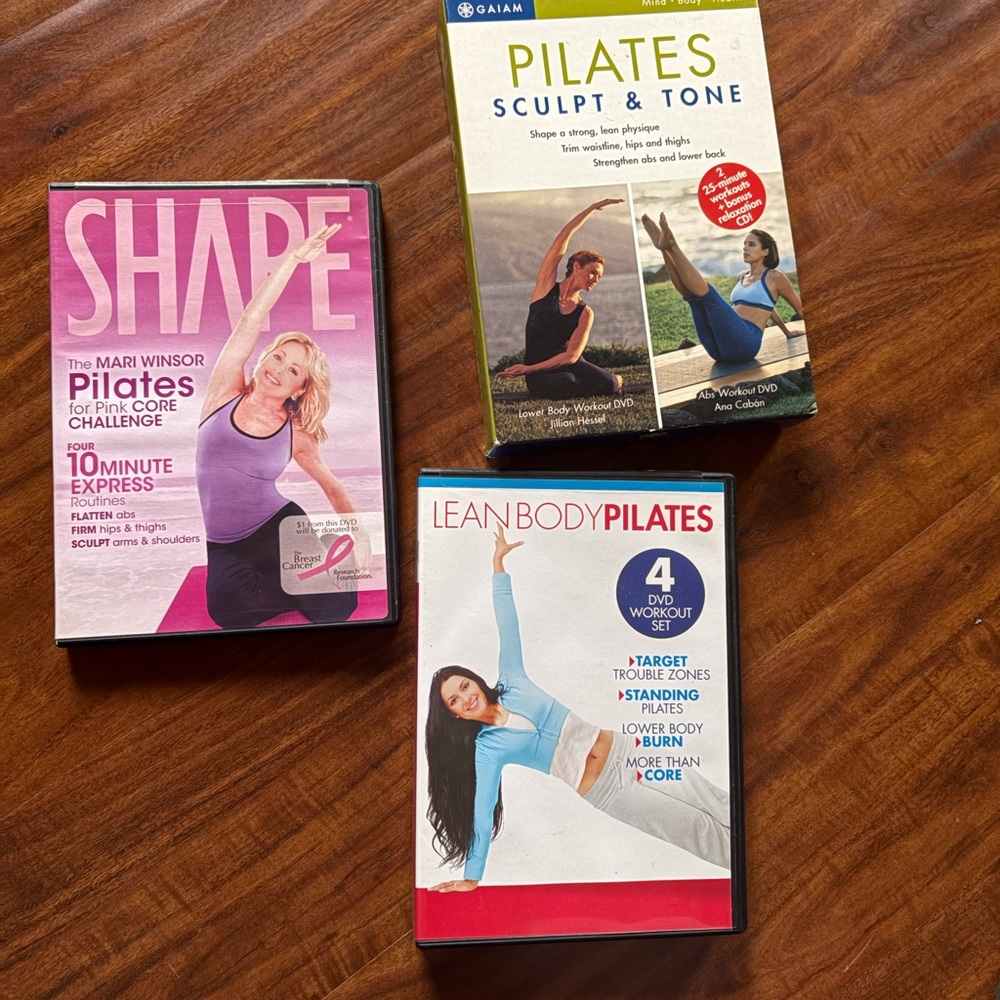 GAIAM Pilates Workout DVD Set - Red, Blue, Black